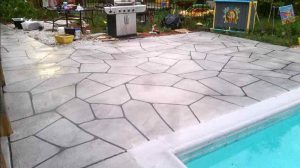 Flagstone patio and pool