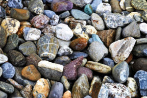 Colorful decorative landscape gravel of various sizes and colors