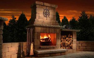 The beautiful Colonial outdoor fireplace is one of our popular DIY Kits