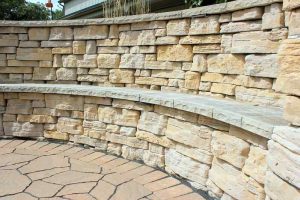 Rosetta Belvedere wall bock in a patio wall