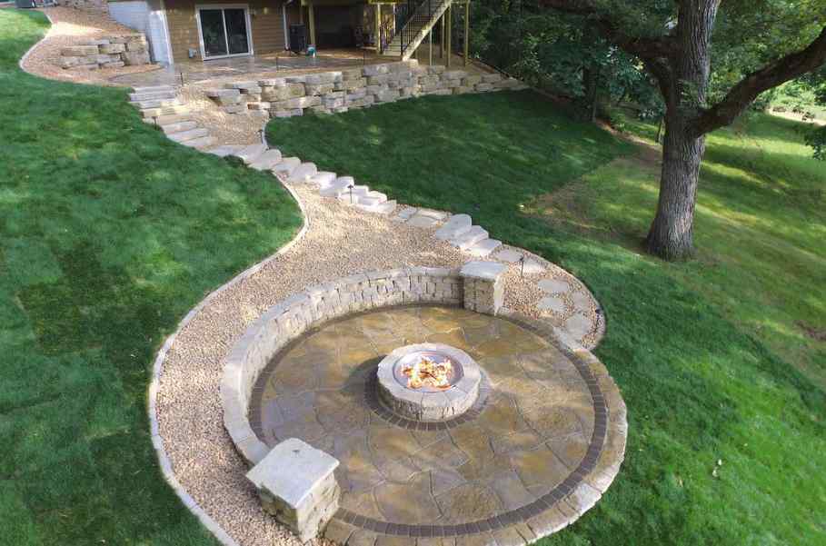 Nice Rosetta Hardscape on hill with new sod